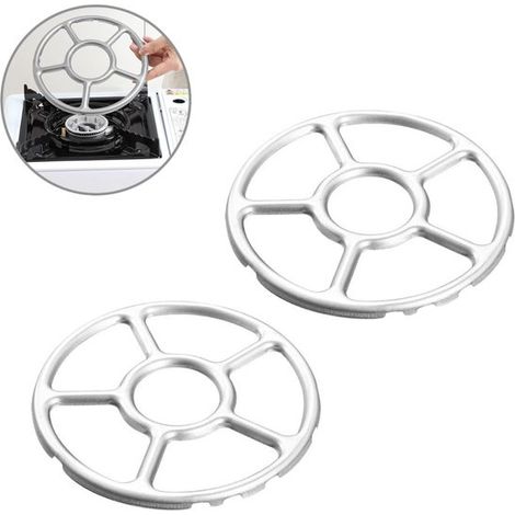 2 piezas, Amortiguador para estufa de gas, soporte para olla de gas en forma de cruz, cafetera, estufa de gas, horno, cocina 15,5 cm (plateado) (1/5)
