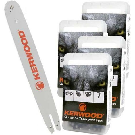 Kit tronçonneuse 1 guide + 4 chaînes Kerwood. 30 cm. 3/8"LP. 1,3 mm. 12B2KCWA. 45 maillons (1/5)