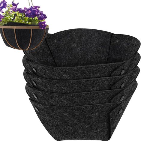 Lot de 4 doublures rondes non-tissées noires pour panier suspendu 30cm – Anti-oiseaux – Extérieur (1/5)