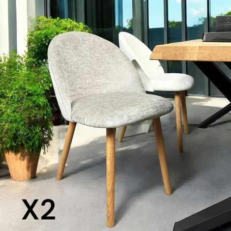 Chaise scandinave en bois et velours gris (lot de 2) ETNA (1/5)