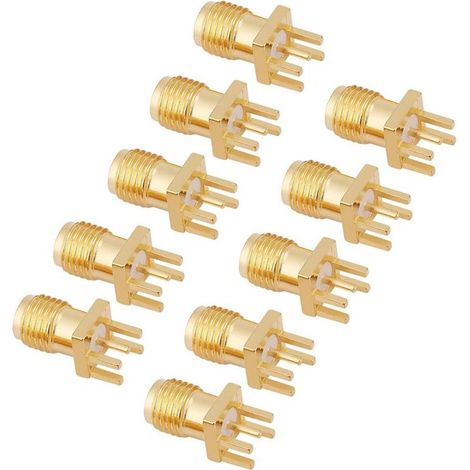 10 Connecteurs SMA Femelle PCB 50 Ohm pour Antenne WiFi Radio Répéteur Câble Coaxial Laiton (1/5)