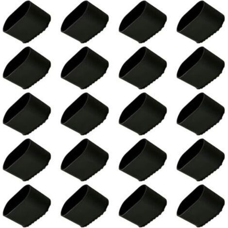 20 Pièces Capuchon de Pied de Chaise - 40x20 mm - Pour Tubes Ovales - Protection Sol - Plastique PE Noir (1/4)