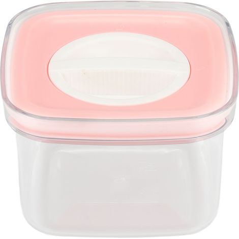 Boîte de rangement alimentaire hermétique transparente avec couvercle étanche, idéale pour riz et grains mélangés, rose, 600ml (1/5)