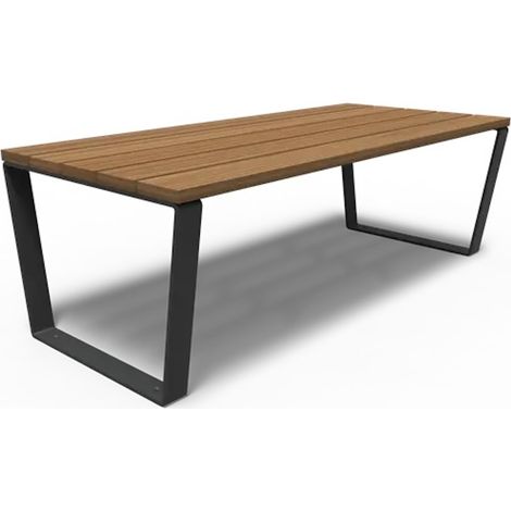 Adezz Gartentisch Serie MIO 230 x 100 x 76 cm Tischplatte aus Kebony Rahmen Stahl schwarzgrau