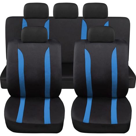Lupex shop - Coprisedili auto universali modello LS09, set anteriori e posteriori, NO SUV, colore Blu