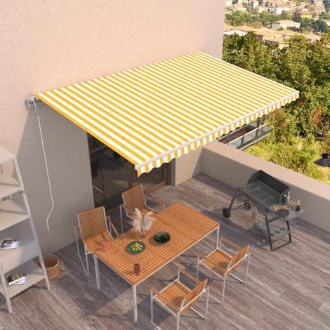vidaXL Toldo retráctil automático amarillo y blanco 500x350 cm (1/5)