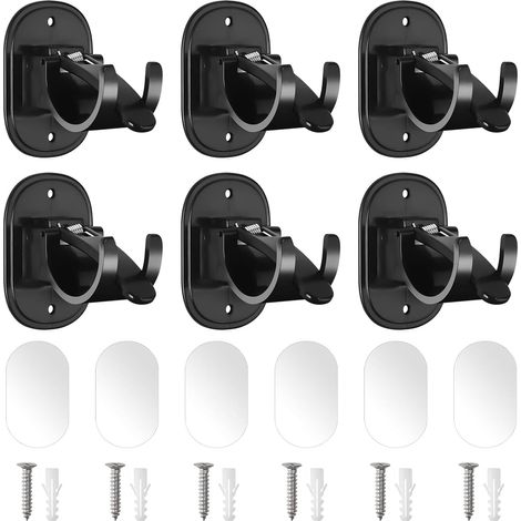 Lot de 6 supports adhésifs résistants pour tringle à rideau de douche, installation rapide sans perçage, pour la décoration de salle de bain et de cuisine. Supports de tringle à rideau avec dos adhési (1/5)