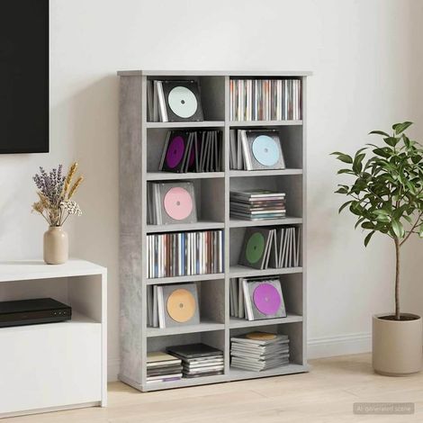 vidaXL CD Cabinet Concrete Grey 60 x 17 x 92 cm Engineered Wood (1/5)