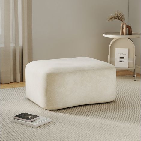 Puf 96x69x45 cm beige de terciopelo, carga 150 kg, sin montaje, listo para usar MEUBLIV (1/5)