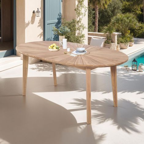 Table de jardin ovale 180x100x75 cm en teck massif - GARDENA