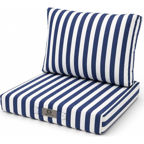 Coussins Jardin 60x70 Rayure Bleu Marine - Premium 270g