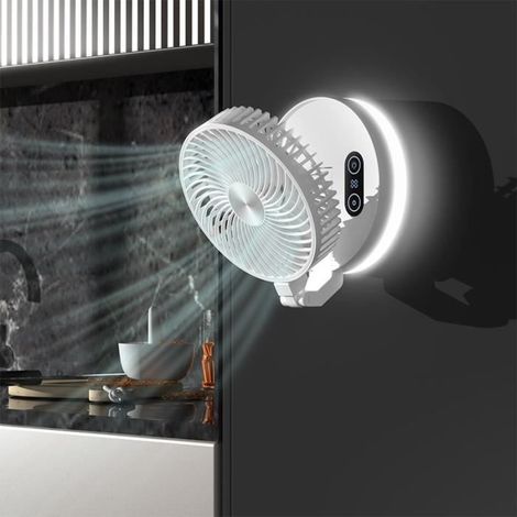 Ventilateur mural-MARSEE-pliable, angle réglable, 3 lumières, 3 vitesses de vent, chargement USB-salon, cuisine, chambre (1/4)