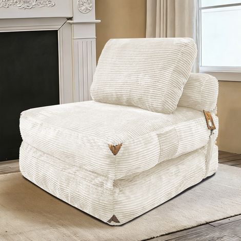 Canapé convertible compact blanc en flannelette HAVRYA (1/4)