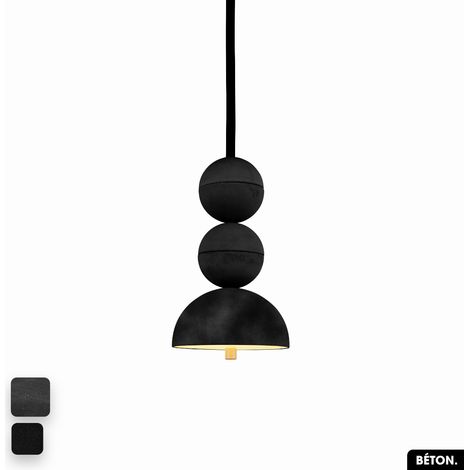 Lampe de suspension en béton velours - BOSFOR CONCRETE VELVET NOIR 2 BALLES LED 14W (1/2)