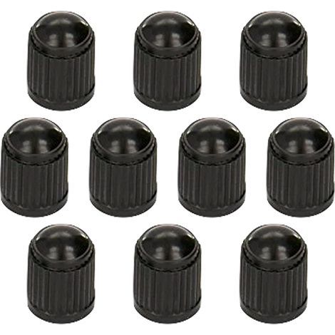 10 bouchons de valve de pneu/bouchons anti-poussière en plastique/valves universelles noires