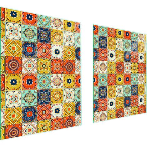 PLAQUE DE PROTECTION EN VERRE POUR POÊLE 85x52 MOSAÏQUE (1/5)