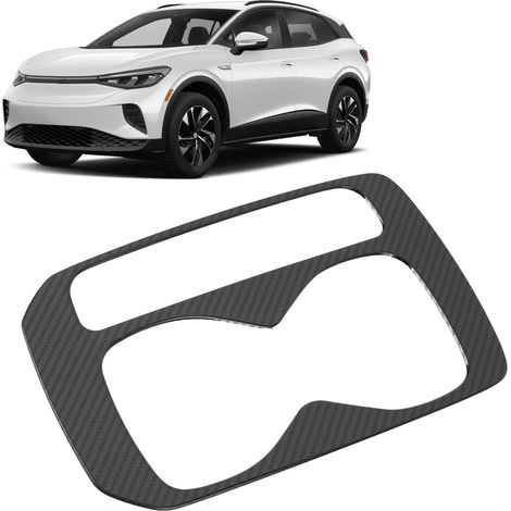 (T04) Schaltknauf in Carbonfaser-Optik mit Getränkehalter-Zierleiste für die Mittelkonsole, passend für Volkswagen ID.4 Crozz 2021-2022 (1/5)