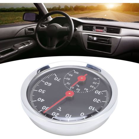 Thermomètre Hygromètre Automatique Bicolore pour Voiture et Maison sans Batterie Haute Précision Double Mesure -30°C à 70°C 10-100% RH Aluminium Diamètre 5.5cm avec Pads Adhésifs (1/5)