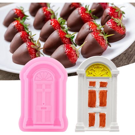 2er-Set DIY Tür- und Fenster-Silikonform, Kuchen-, Fondant- und Keksform, Dekorations- und Backwerkzeug, Rosa (1/5)