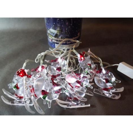 Set di 8 lampade a LED a forma di Babbo Natale con cavo trasparente, lunghezza 1,5 m, 220V-240V per uso interno. (1/3)