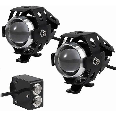 Lot de 2 phares LED additionnels 15 W pour moto, projecteur antibrouillard avant, 3000 lm, U5, étanches, 12-24 V (1/5)