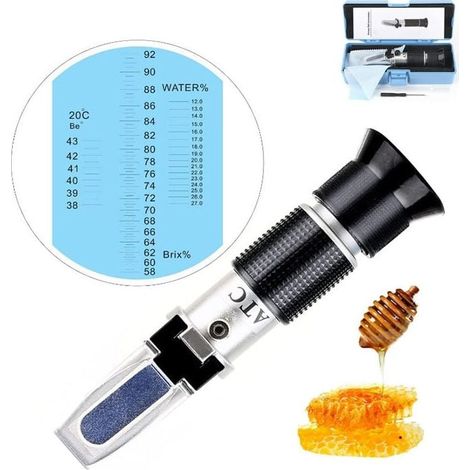 Réfractomètre à miel pour apiculteurs HHTEC 58-90% Brix 10-33% eau humidité sucre pour déterminer la teneur en sucre du miel huile végétale sirop mélasse (1/4)