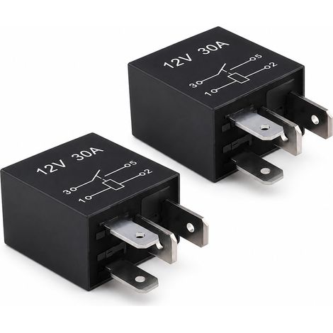 2PCS Relais 12v 4 broches 30 Ampères, Pour Commutation De Circuits Electriques Compatible Relais 12v 30a Et Mini Relais 12V 30A Pour Applications Voiture Ventilation Et Systeme Electrique (1/5)