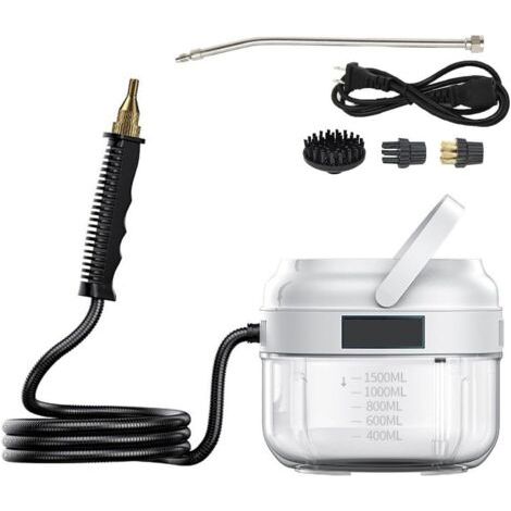 QORVA-Nettoyeur Vapeur Portatif, 1800W Steam Cleaner pour La Maison 1700ML Réservoir d'eau pour Fenêtres Cuisine Sol 105℃/221℉- - Blanc (1/4)