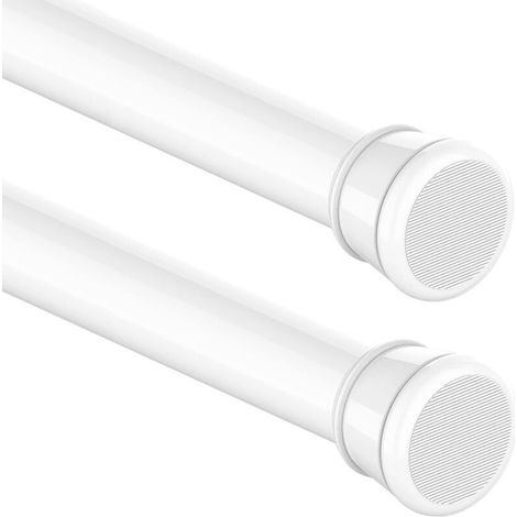 Tringle à rideaux extensible sans perçage pour fenêtre, armoire, salle de bain, 50-80 cm, blanc (diamètre 25 mm) (1/4)