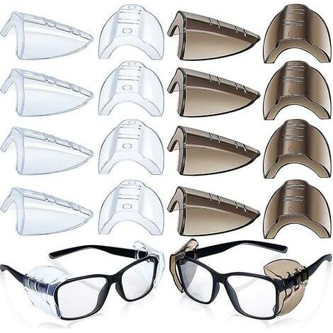8 pairs of safety glasses with side protection, non-slip, transparent and flexible (1/4)