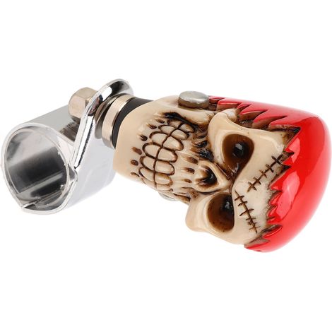 Totenkopf-Lenkrad, Universal-Lenkradgriff für LKW, Traktor, Boot, rotes/weißes Haar, Gesicht (1/5)