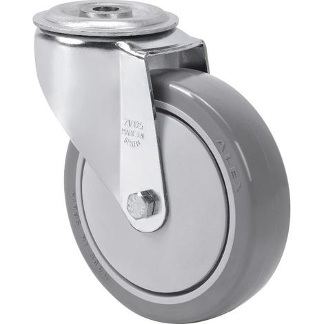 rueda giratora agujero m10 20zvl100cp-pgaisb goma gris eje bolas (1/2)