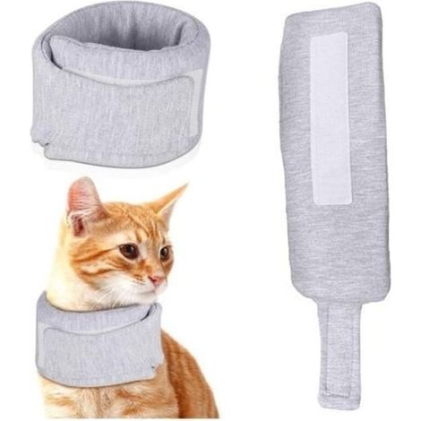 Collerette Chat Collerettes pour Chat Chiens Collerette Rglable pour Chat Doux Collerette ChatTour de Cou 26-33 CM L Gris Label