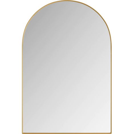 Armoire miroir arche en métal doré avec étagères réglables pour salle de bain (1/5)