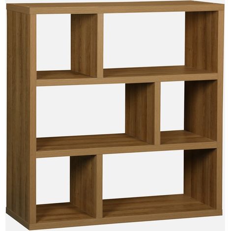 Libreria asimmetrica a 3 livelli con 6 vani