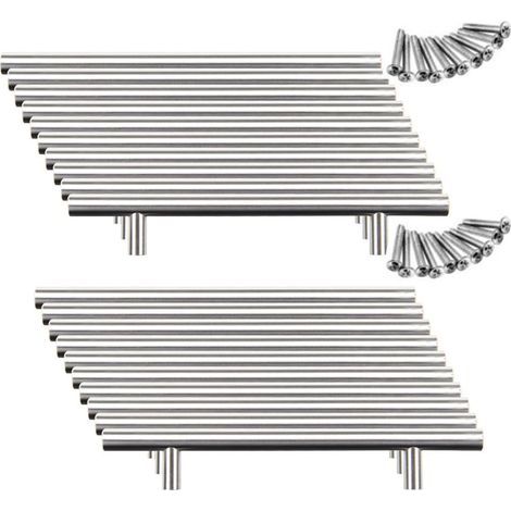 20pcs Poignée Bâton De Porte Cuisine Meuble Placard Inoxydable (128mm (Entraxe de Trous)) (1/4)