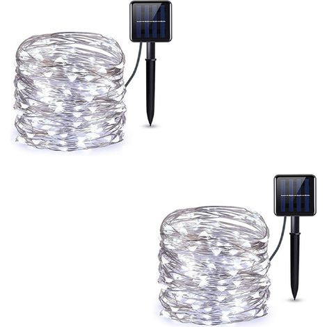 guirnaldas de luces, 100 LED, 4,9 m, mando a distancia, 8 modos, resistentes al agua, para interior/exterior, decoración para fiestas (1/5)