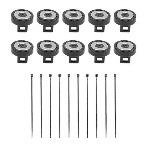 Lot de 10 supports magnétiques pour câbles, attaches en nylon avec base et fixation stable, noir. (1/5)