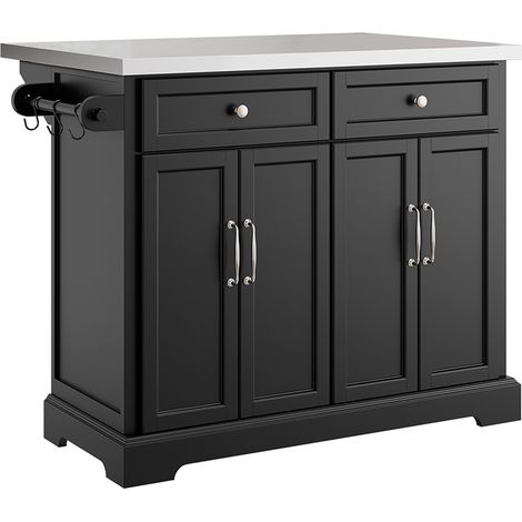 SoBuy Isola cucina 2 cassetti Nero 115x71x92,5cm Moderno FKW71-II-SCH