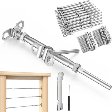 1/8"-Kabelgeländer-Set – 10 Paar – Kipphebelspanner aus Edelstahl T316 – Verstellbarer Winkel für 2"x2"- und 4"x4"-Holzpfosten (1/5)