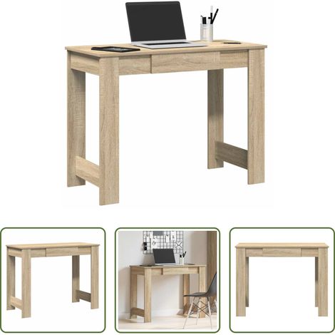 vidaXL Schreibtisch mit Stauraum - Schreibtisch Sonoma-Eiche 100x45x75 cm Holzwerkstoff (1/5)