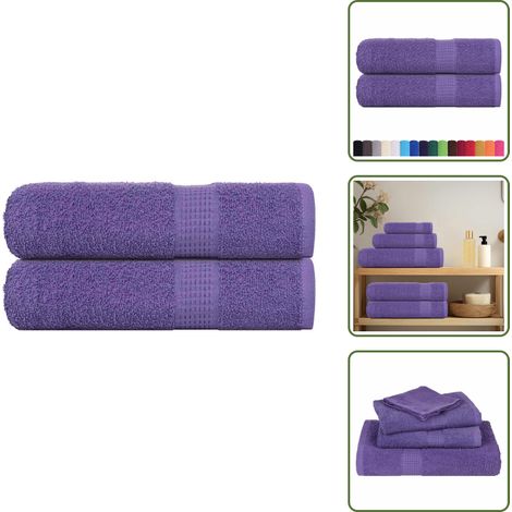 The Living Store Badetücher FROGN 2 Stk. Lila 100x150 cm 360 g/m² - Baumwollhandtuch (1/5)