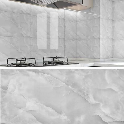 Selbstklebende, graue Marmor-PVC-Laminat-Glanzplatte 80x40 cm, Paneel 9 (1/5)