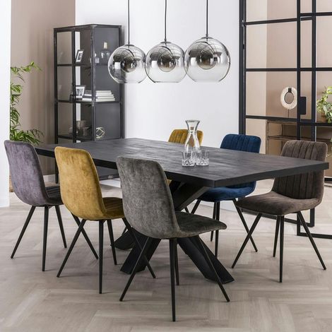 Pier Import – Table de salle à manger pied central en bois de manguier noir 200 cm – Largeur 90 cm – Hauteur 77 cm – Plateau épais 3 cm (1/5)
