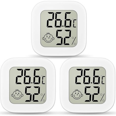 Set mit 3 Mini-LCD-Thermometern, digitales Innenthermometer, Innenhygrometer, kabellos, für Babyzimmer, Wohnzimmer, Büro usw. (1/5)