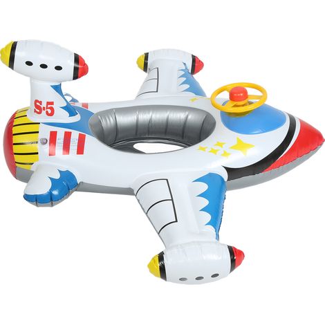 Bouée Avion Gonflable pour Enfants avec Volant, Siège Flottant pour Piscine et Plage