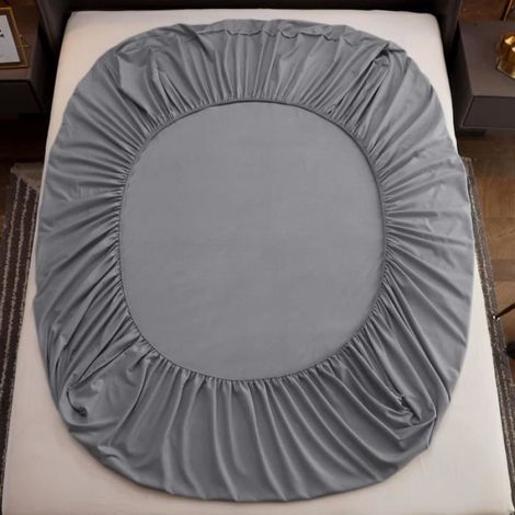 Drap Housse - - 180 x 200 cm - Coton - Antidérapant - Gris (1/4)
