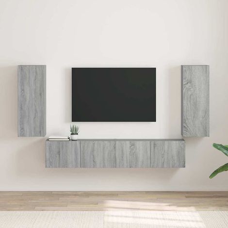 TV-Wandschrank Wandmontiert 2 pcs Graues Sonoma 30 x 31 x 80 cm
