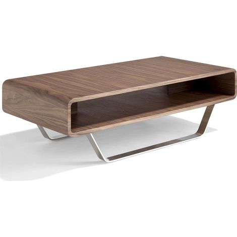 Table basse bois avec pieds acier inoxydable - Marron (1/5)