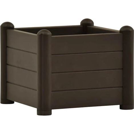 Jardinière surélevée en PP couleur moka, 43 x 43 x 35 cm (1/5)
